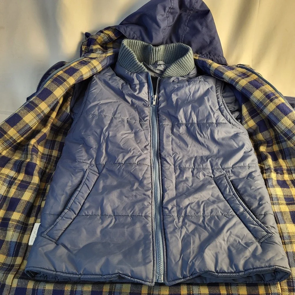 Vintage Sz S Northwest Territory 3 in 1 Jacket Flannel Lined + Vest Hood Navy